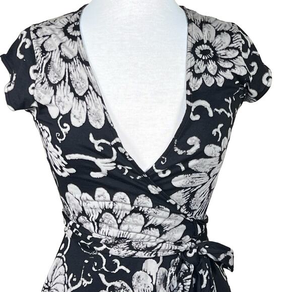 Lucky Brand Women’s Floral Neutral Print Boho Casual Festival Wrap Dress S EUC - Picture 2 of 14